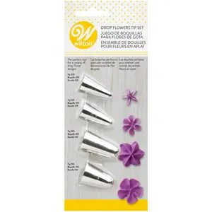 Drop Flowers Decorating Piping Tips Set - #225, #129, #109, and #190 - 4 piece set (418-4569) - Cake Decorating Icing Tips