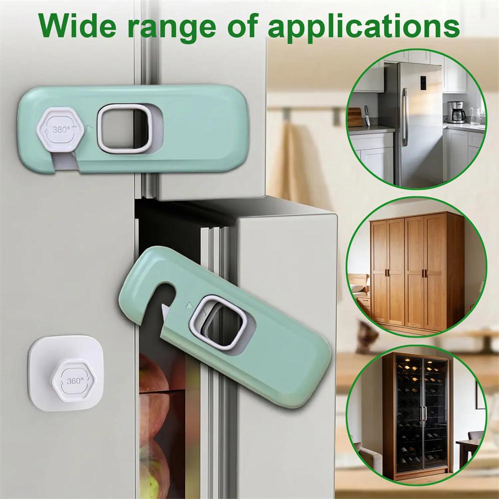 Upgraded 5-Pack Childproof Locks, refrigerator locks, cabinet locks, oven locks—safety locks for fridge, drawers, dishwasher, oven, cupboards, closets. Self-adhesive, no tools needed. Home essentials; prevents hands from getting caught.