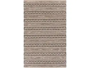 HomeRoots 8x10 ft. Black-Blush Pink Chevron Stripe Area Rug, Home Decorative Rugs