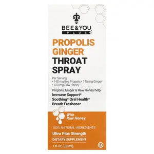 Bee & You Propolis Ginger Throat Spray, 1 fl oz (30 ml)
