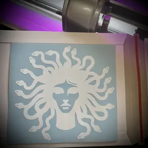 Medusa Vinyl Decal, 6"w x 5.7"h, Permanent Adhesive Vinyl, Great for Vehicles, Glamour Plates, & More! Pick Your Color!