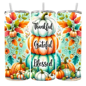 Fall Theme Tumbler 20oz Skinny - Perfect for Your Beverage - Drinkware, Bottle