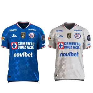 Cruz Azu1 25_26 Home Blue Jersey, Liga MX Short Sleeve Soccer Shirt for Men and Women, Fan Edition Kit