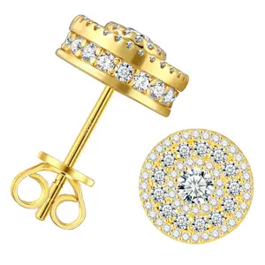 Unisex 14k  Sterling Silver Moissanite Stud Earrings 925 silver ear studs, the perfect gift set for men and women on festivals [E570]