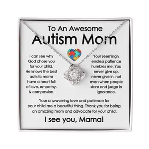 Autism Mom Necklace, Proud Autism Mom, Autism Awareness for Mothers Day Gift, Autism Acceptance, Special Ed Mom, Autism Support, Necklace With Message Card and Box, Gift for Birthday