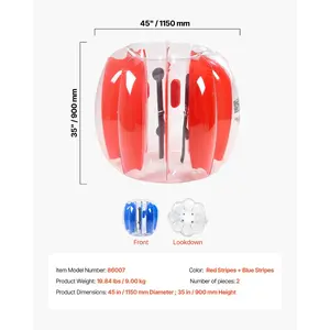 VEVOR Inflatable Bumper Balls 2-Pack, 4FT/1.2M Body Sumo Ball, Durable Thick PVC Human Hamster Bubble Knocker for Outdoor Sports Team Gaming Play, Bopper Toy for Garden Yard Park, Red Blue