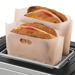 [2pcs Reusable Toaster Bags] 2pcs Non-Stick Reusable Toaster Bags |   6.3x6.5 Inch Glass Fiber Rectangular Food-Safe Liners |   Microwave, Oven & Grill Safe for Grilled Cheese, Pizza Panini, Garlic Bread