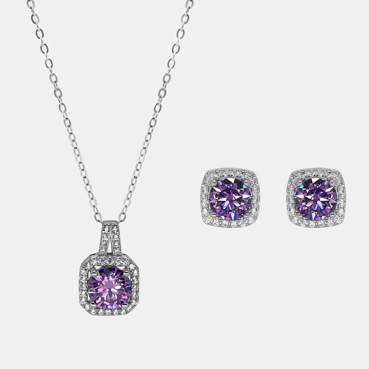 【294】Classical Synthetic Moissanite Necklace&Earrings Sets– Timeless and Elegant Choice for Any Occasion