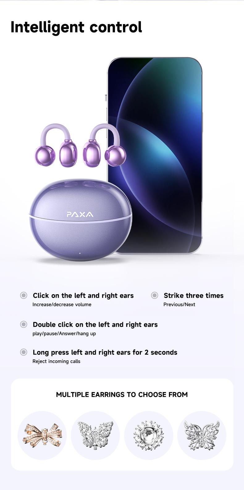 PAXA C08 Clip On Wireless Headphones with 2025 Bluetooth 6.0 for Faster, Stable Connection & Low Power Use, DT6.0 Pulse Directional Tech, 360° ACS Panoramic Sound, IPX5 Waterproof Audio Earbuds for Music & Calls, Comfortable for Sports