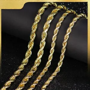 Rope Chain Necklace for Women and Men,Upgraded Shine, Faceted Cut, Tarnish-Free, Goldstone necklace 6mm/8mm, 22"/24" Jewelry