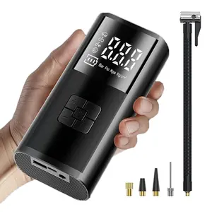 Portable Air Pump Kit with Digital Pressure Gauge & Emergency LED Light, Fast Inflation for Car Tires Bicycles Motorcycles Camping Air Beds Basketball Soccer, Compact Durable Multi-use Outdoor Tool, Tire Inflator Tool