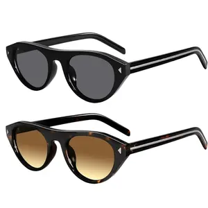 1/2Pcs Retro Oval Sunglasses for Women Men Trendy Narrow Shades Vintage Cat Eye UV400 Protection Sunnies
