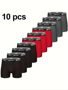 10pcs Men's Boxer Briefs Cotton Underwear Comfortable Short Leg for Men No Fly
