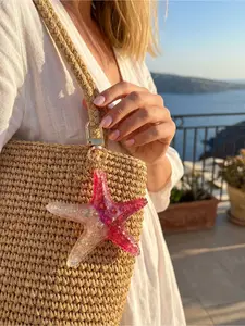 Ocean Wind Sparkling Starfish Keychain, Gradient Color Five-Pointed Star Bag Accessory, Summer Jelly Two-Tone Gradient Starfish Hanging Accessory,Suitable for Vacation, Travel,Back-to-School,Delicate Gift,Fits Various Bag Types