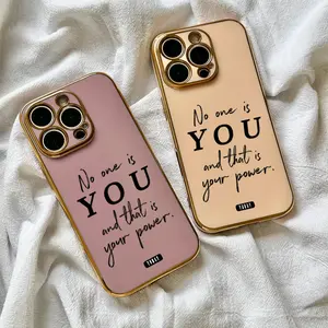 Motivational Quote "No One Is You and That Is Your Power" TPU Electroplated Phone Case for iPhone 16 Pro Max 15 Plus 14 Pro 13 12 11 XS Max XS XR Shockproof Protective with Elegant Handwritten Design