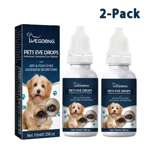 [2-Pack] Universal Pet Eye Care Drops - Safe for Dogs, Cats,Rabbits, Guinea pigs - Relieve Dry Itchiness, Remove Tear Stains, Clean Discharge, Gentle & Non-Irritating