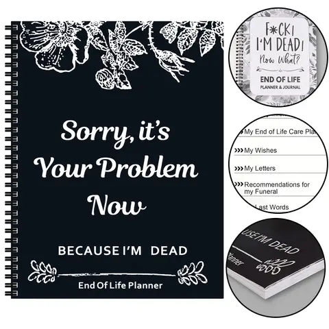 End of Life Planner Binder - Funny 1PC Black Notebook for End of Life Care Plan, Financial Information, Funeral Recommendations, Last Words, Final Wishes & Emergency Arrangements