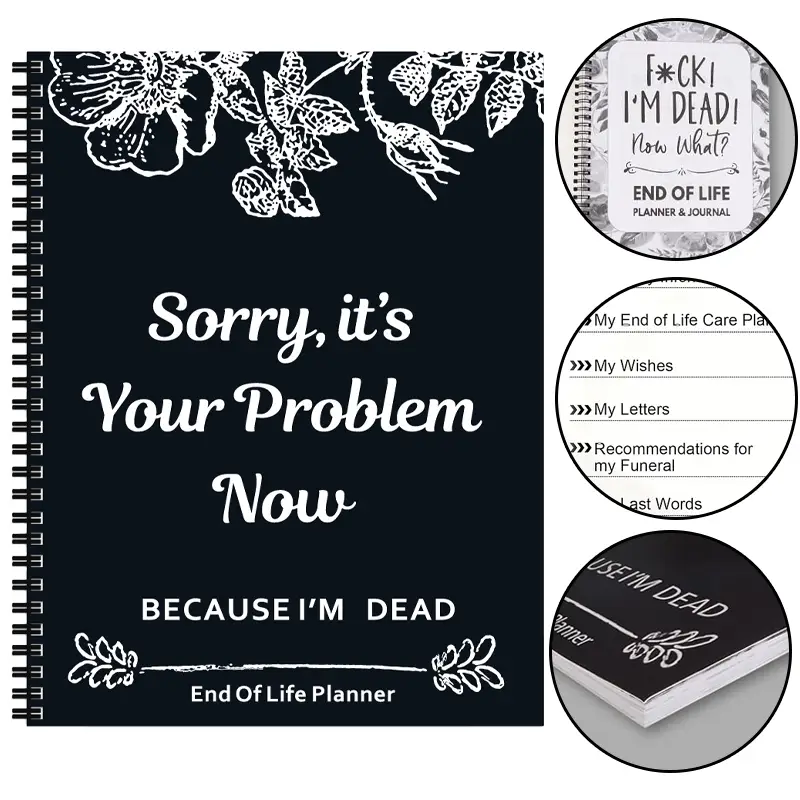 End of Life Planner: Sorry, It’s Your Problem Now, Because I'm Dead, Funny Notebook Book Notepad, Simple Business Office Book, Final Wishes and End-of