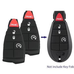 2x Replacement Rubber Pad Key Fob 4 Button For RAM Dodge Chrysler Jeep Remote