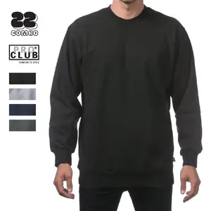 PROCLUB Men's Heavyweight Crew Neck Sweater PRO CLUB Pullover Sweatshirts Casual Sweatshirt Hip Hop Cotton Tee Big and Tall (S to 5XL)