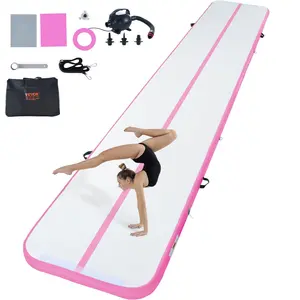 VEVOR Gymnastics Air Mat,  , 4 inch Thickness Inflatable Gymnastics Tumbling Mat, Tumble Track with Electric Pump, Training Mats for Home Use/Gym/Yoga/Cheerleading/Beach/Park/Water