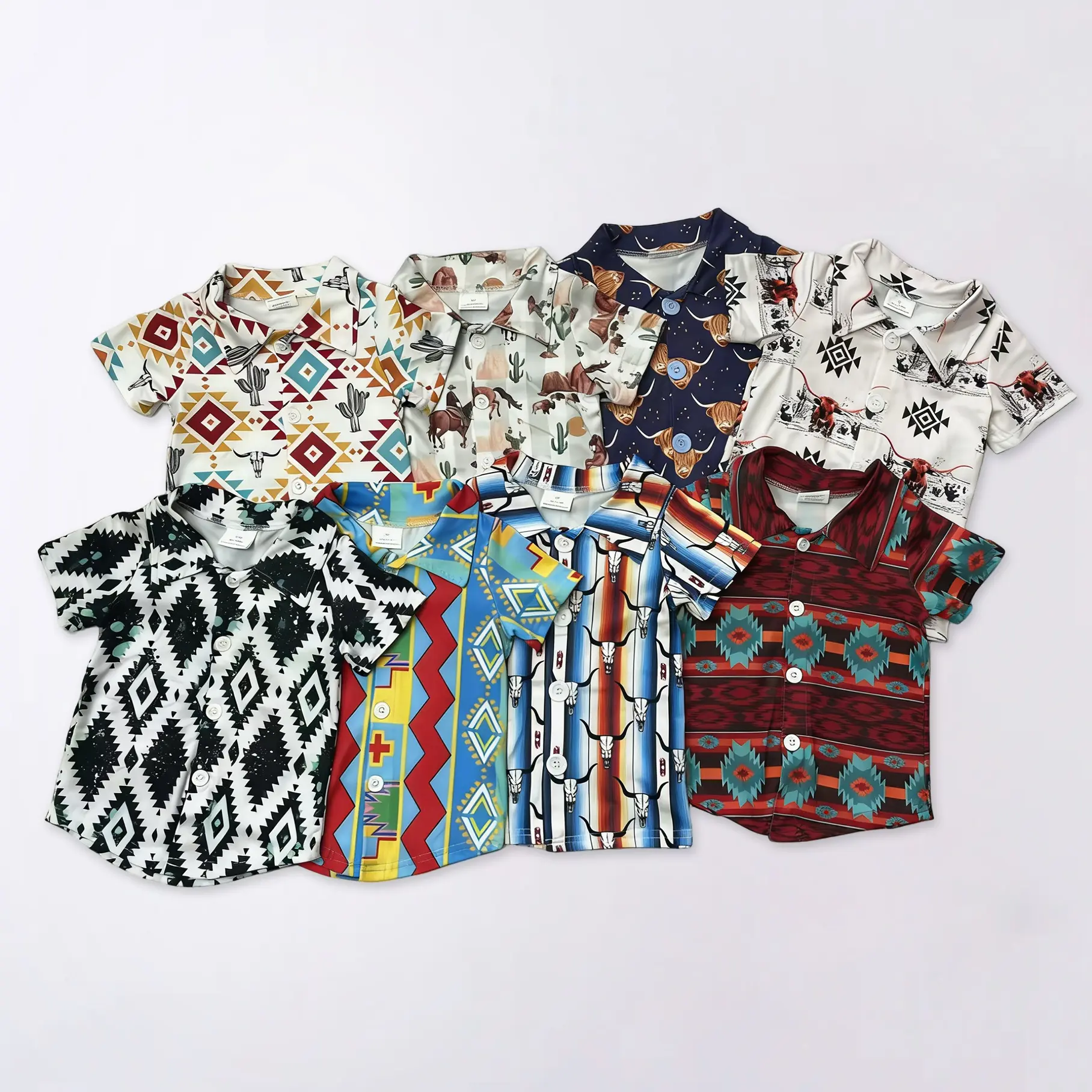 Boys' Western Cowboy Short-Sleeve Polo Shirts, Baby Boy Clothes Boys' Western Cowboy Short-Sleeve Polo Shirts, Baby Boy Clothes