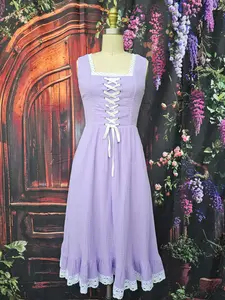 Purple Cottagecore Dress - Casual Women's Dress with Elegant Design and Comfortable Fit - Womenswear