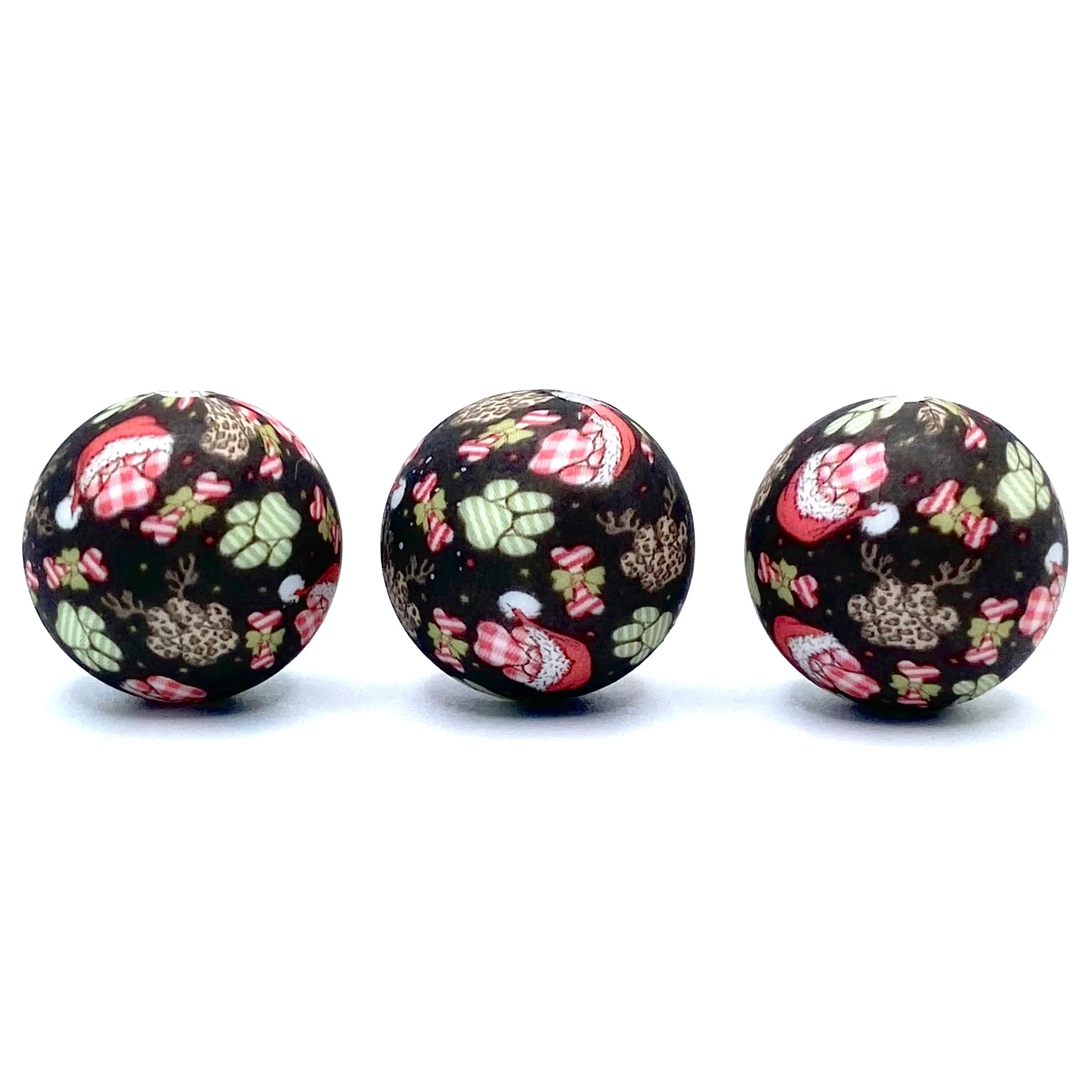 Merry Woofmas Printed Silicone Beads | Christmas Pet Beading DIY Crafting