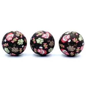 Merry Woofmas Printed Silicone Beads | Christmas Pet Beading DIY Crafting