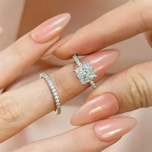 Louily Jewelry 2.0 Carat Princess Cut Wedding Ring Set,Engagement Ring Set for Women