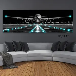 2D Flat, 1pc 2D/FLAT Large Aircraft Plane Landing Canvas Print Plane Panoramic Airport Canvas Paintings Posters and Prints Wall Art Modern Bedroom Home Decor Paintings Unframed