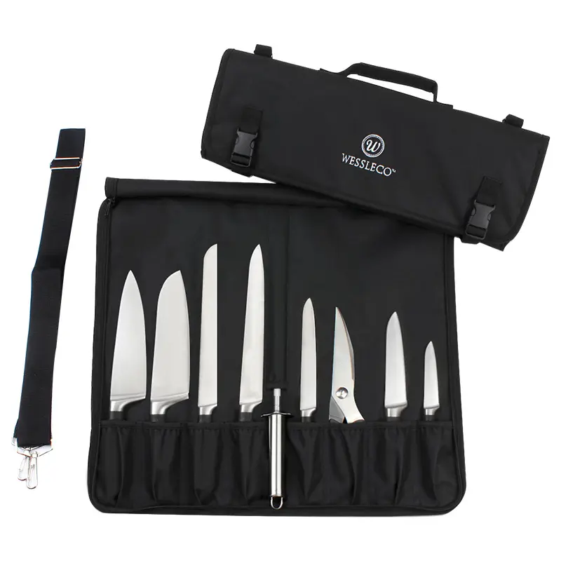 Chef Knife Roll Bag with Handle Kitchen Utensils Lightweight Durable for the Traveling Chef Protable Tools