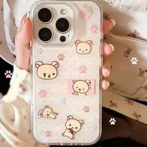 Kawaii Sweet Girl Cartoon Wave Point Easy Bear Lucky Phone Case For iPhone 17 16 15 14 13 12 11 Pro Max Plus Air  The Best Halloween Gifts Fans Phone Case Cover