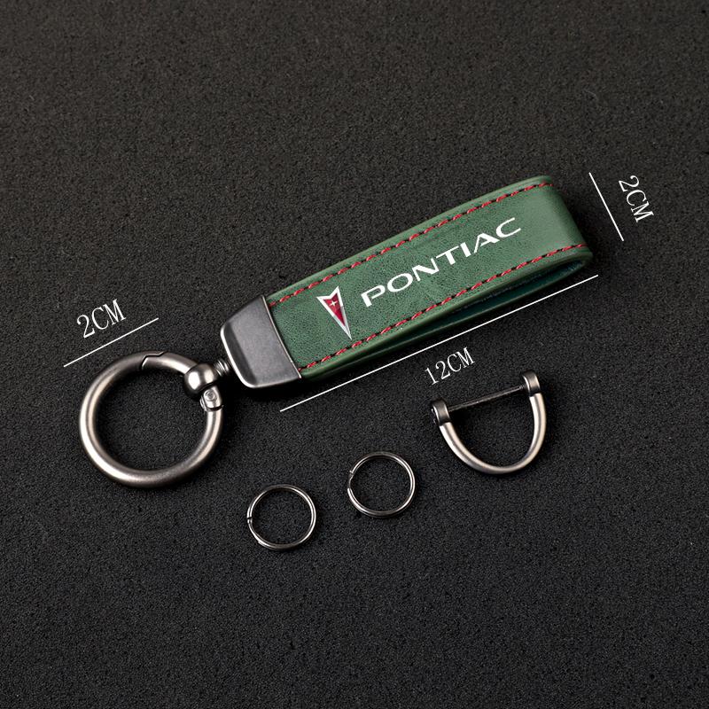 2026 New High-Grade Leather Car KeyChain 360 Degree Rotating Horseshoe Key Rings For Pontiac Car KeyChain Car Accessories Gifts