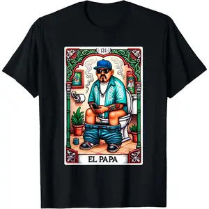 Pure Cotton Tee El Papa Latino Tarot Card Spanish Doing Dad Shit Fathers Day T-Shirt Breathable Clothes Fashion Soft Fabric Menswear