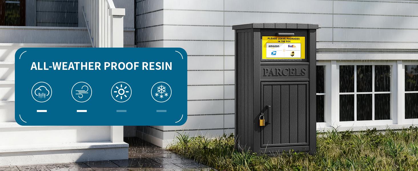 All-Weather Plastic Package Safe Box, Lockable Parcel Dropbox for Outdoor Delivery, Anti-Theft Porch Box for Garden Backyard Entryway