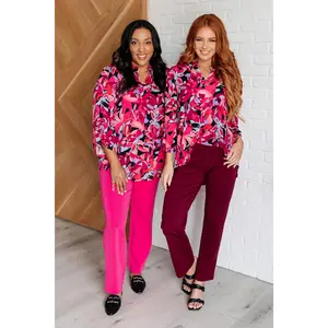 Lizzy Top in Black and Magenta Multi Floral