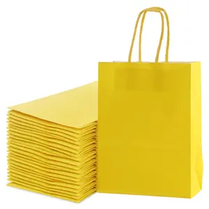 Solid Color Paper Bag, 24pcs/set Reusable Gift Bag with Handle, Gift Wrapping Bag for Wedding Birthday Party, Party Favor Bag