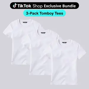 Cuts | Tomboy Tee Women's Slim Fit T-Shirt 3-Pack | Crew Neck Cotton Blend | Breathable Wrinkle Resistant Opaque Everyday Tee - White