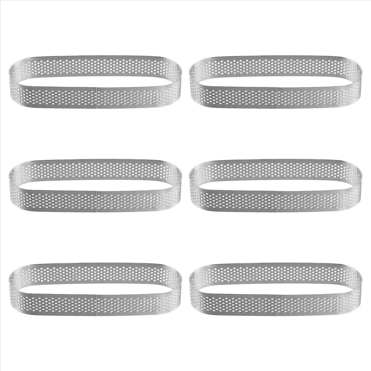 6PCS Oval Tart Ring Stainless Steel Perforated Mold Mousse Ring French Dessert Cake Decorating Mousse Mould Bakeware
