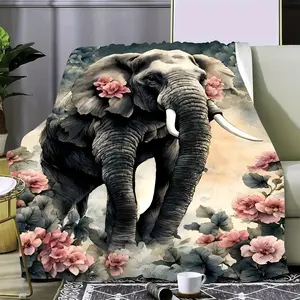Ultra-Soft Flannel Elephant Throw Blanket - Versatile For Couch, Bed, Or Gift |   HD Printed Animal Design |   All-Season Comfort