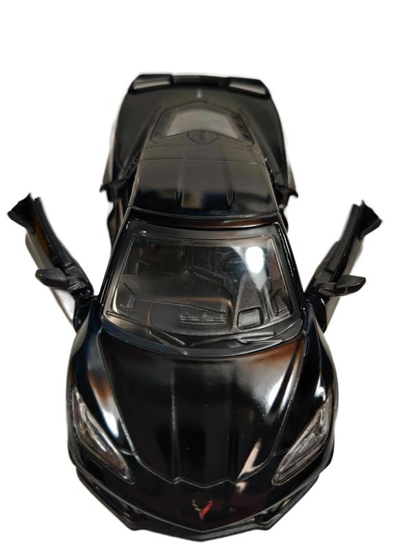 KINSMART 1:36 Scale 2021 Corvette Die-Cast Toy Car with Pull Back Action and Openable Doors, Officially Licensed, Black Color