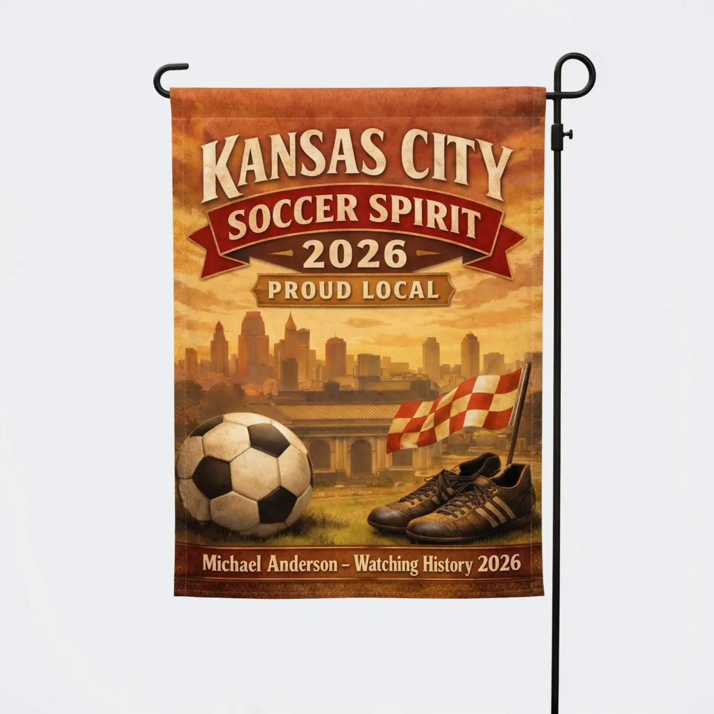 FLAGMEUP8386 Personalized Soccer Yard Flag - Custom 12x18 in Durable Fabric Garden Banner, Outdoor Display Sporty Look Soccer Gift, Personalized Flag