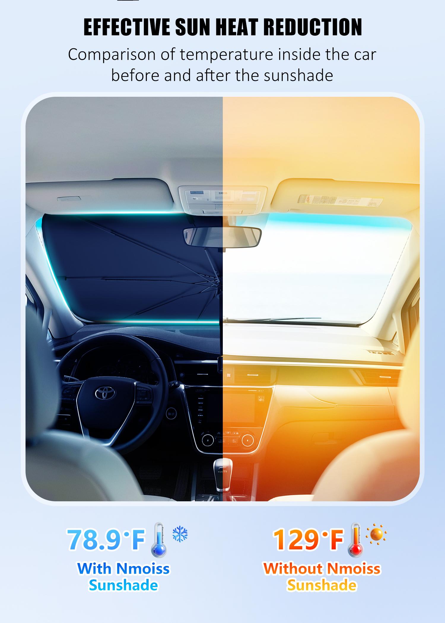 Upgraded Portable Car Windshield Sunshade, Foldable Windshield Sun Umbrella, Car Exterior Accessories, Car Windshield Cooling Umbrella for Daily