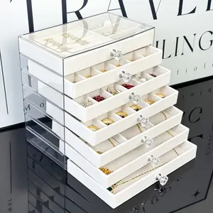 7-layer large-size jewelry box, jewelry storage box, jewelry display stand, large-capacity storage cabinet, jewelry organizer, Jewelry storage unit, storage box and rack for necklaces, rings, studs, earrings and brace