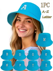 1PC Unisex Fisherman Cap, Casual Fitted Bucket Hat, UV Protection, Summer Sunscreen Essential, Letter Pattern, All Seasons