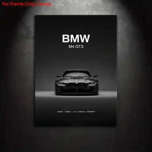 1 Piece/Set Frameless Canvas Painting Print Poster,Classic Minimalism Vehicle Pop Art,Racing G82 M4 GT3 front,Perfect Gift for Performance Car lovers, Modern Home Decor, Bedroom, Study, Office, Living Room, Mural, Wall Decoration, Room Decor
