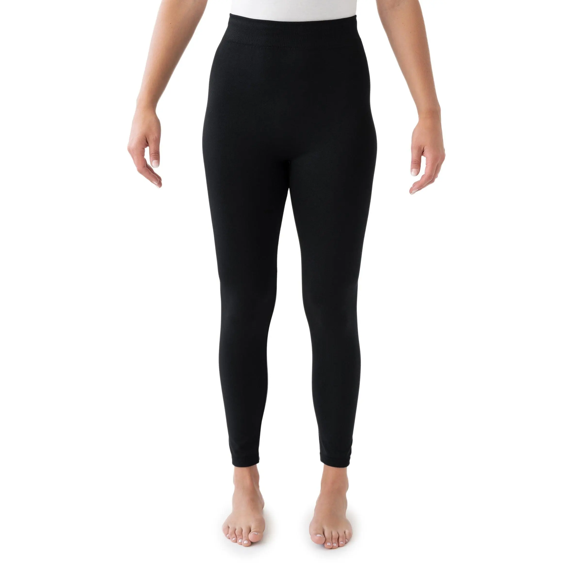 Women's Solid Fleece-Lined Athleisure Leggings - Spandex, Polyester Blend, 2-Inch Waistband, Lightweight Thermal Warmth, Sporty Chic, Plus Size (L/XL, 1X/2X, 2X/3X), Athletic Fitted, Cold Wash Only, Do Not Bleach, Athleisure Wear, Women's Fitness Bottoms