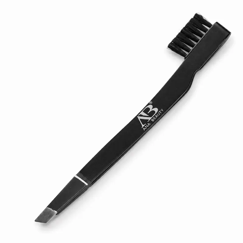 Aria Beauty Precision Tweezer with Brush - Ideal for Detailed Work and Cleaning - Black