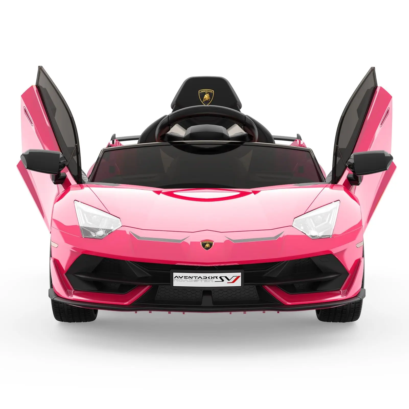 GARVEE Licensed 12V Lamborghini Battery-Powered Children's Electric Racing Ride-On Toy Car with Ride on Wheels, Rechargeable, Dual Modes, 2 Speeds, Remote Control, Realistic Design, Sound System, LED Headlights, Hydraulic Doors, Parent-Child Interaction,